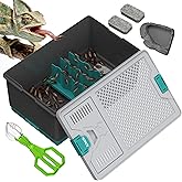 NOMOY Self-Cleaning Cricket &amp; Roach Feeder Habitat with Escape-Proof Lid | 11x7x5, holds 300 Dubia/200 crickets/1000 mealworms, removable climbing wall, mesh vents, feeding hatch, sponge &amp; tongs