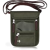 WALNEW Passport Holder Neck Pouch Travel Wallet for Women and Men, RFID Blocking Security Slim Traveling Wallet with Around Neck Lanyard Strap