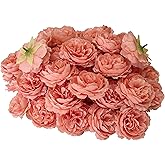 ARTIFIPLANT Fake Flower Heads Coral Pink,3.3'' Rose Heads Artificial Flowers,40 Pcs Silk Rose Heads Bulk,Satin Rose Heads No Stem for DIY Flower Well,Crafts Bouquest (Peach)
