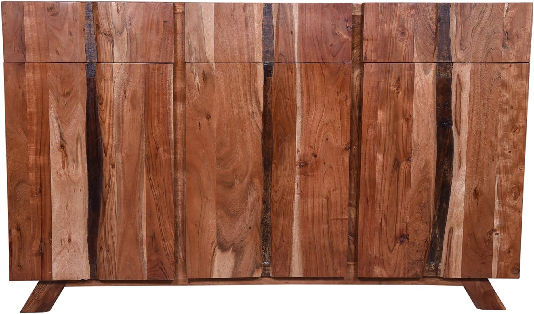 Designe Gallerie Baxter Edge Spacious 3 Door Sideboard, Buffet Table, 3 Drawers for Storage, Living, Dining Room, Rustic Handcrafted Look-Natural, Brown