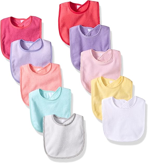 Hudson Baby Baby Drooler Bibs with Waterproof Lining, 10 Pack Clothing