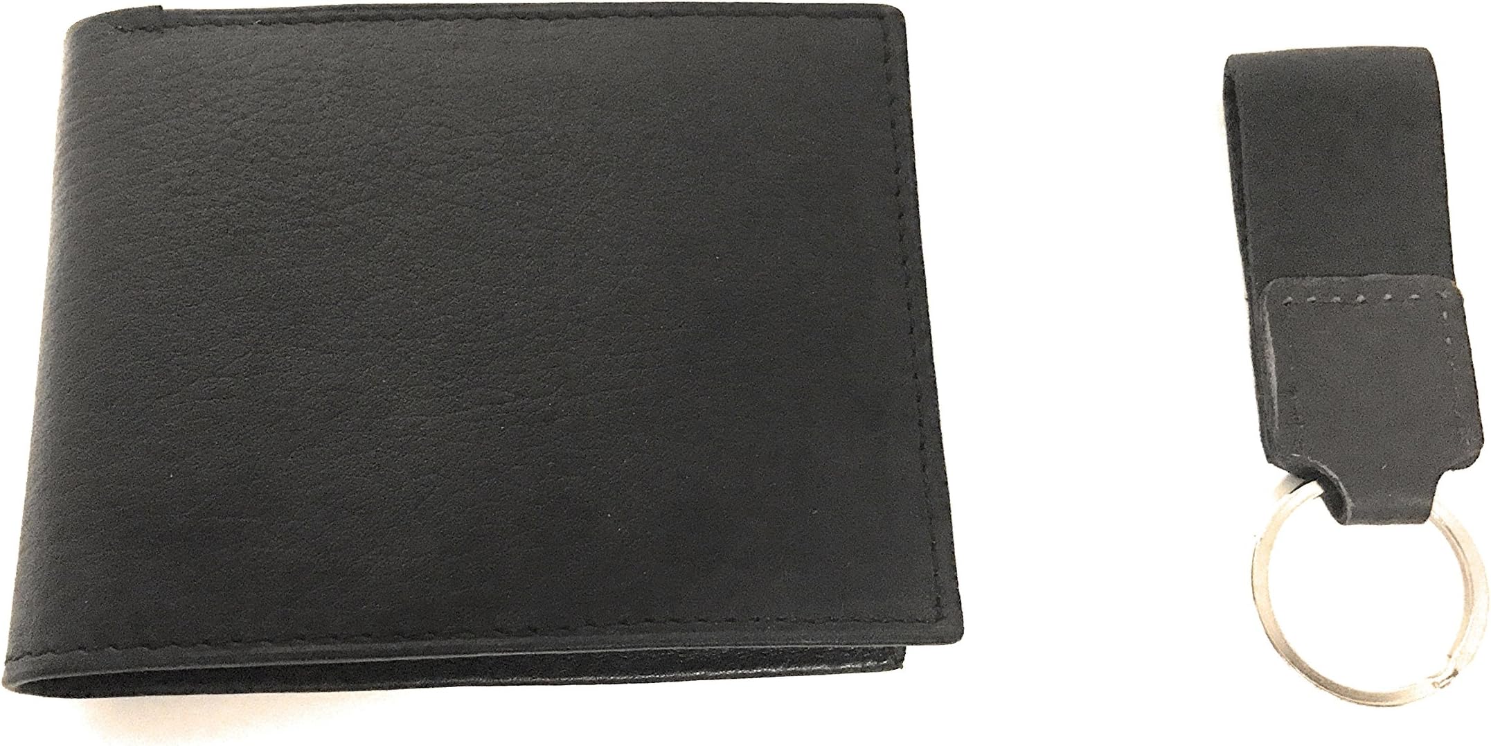 London Stitch Leather Bifold Wallet With Key Ring Set