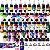 Roizefar Airbrush Paint, 44 Colors with 6 Thinner, Airbrush Paint Set Includes Iridescent & Metallic & Neon & Classic Colors, Water-Based Air Brush Paints Acrylic Ready to Spray, 20ml/Bottle