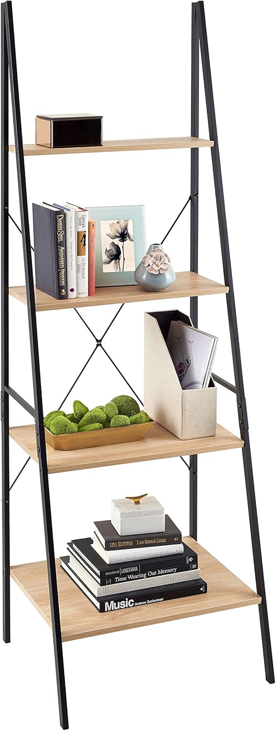 ClosetMaid 1312 4-Tier Wood Ladder Shelf Bookcase, Natural: Home & Kitchen