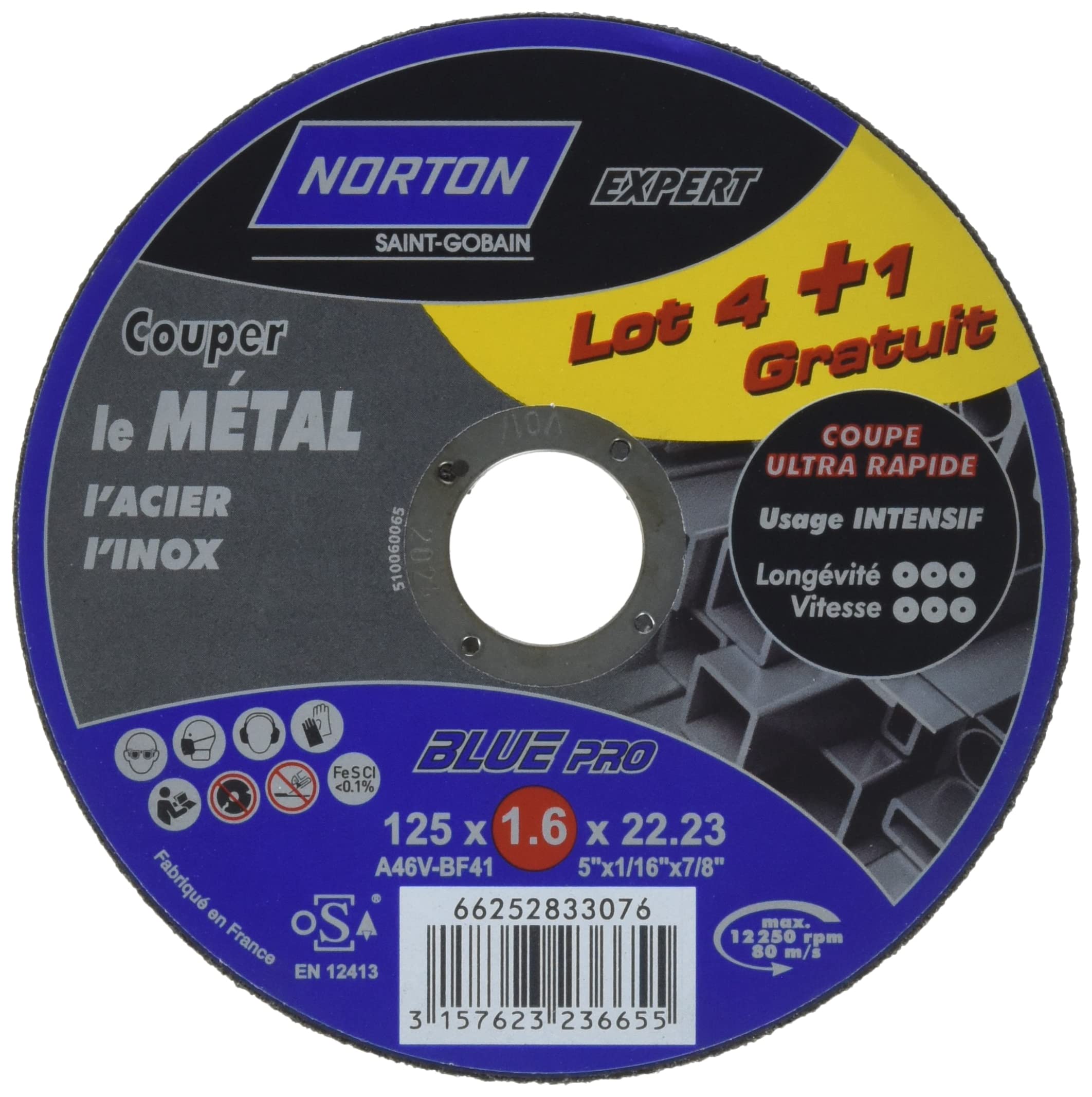 Norton Cutting Discs for Metal 125 x 1.6 x 22.2 mm Pack of 5