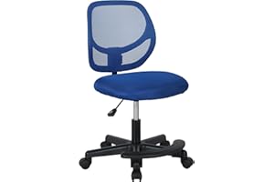 Amazon Basics Kids Adjustable Mesh Low-Back Swivel Study Desk Chair with Footrest, Blue