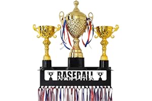 GENERIC1 MOOH Sports Medal Hanger Display - 16.5" Medal Holder with Trophy Shelf (Holds 20 Medals) - Metal Award, Trophy and Medal Display Shelf for Gymnastics, Cheer, Soccer & More