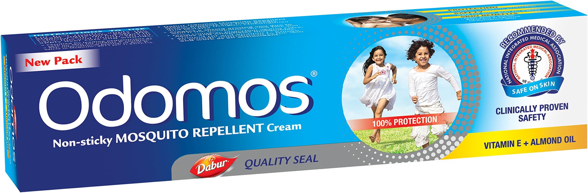 Odomos Non-Sticky Mosquito Repellent Cream With Vitamin E & Almond - 50 Gm