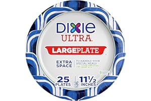 Dixie Ultra, Large Paper Plates, 11 Inch, 25 Count, 3X Stronger*, Heavy Duty, Microwave-Safe, Soak-Proof, Cut Resistant, Great for Heavy, Messy Meals