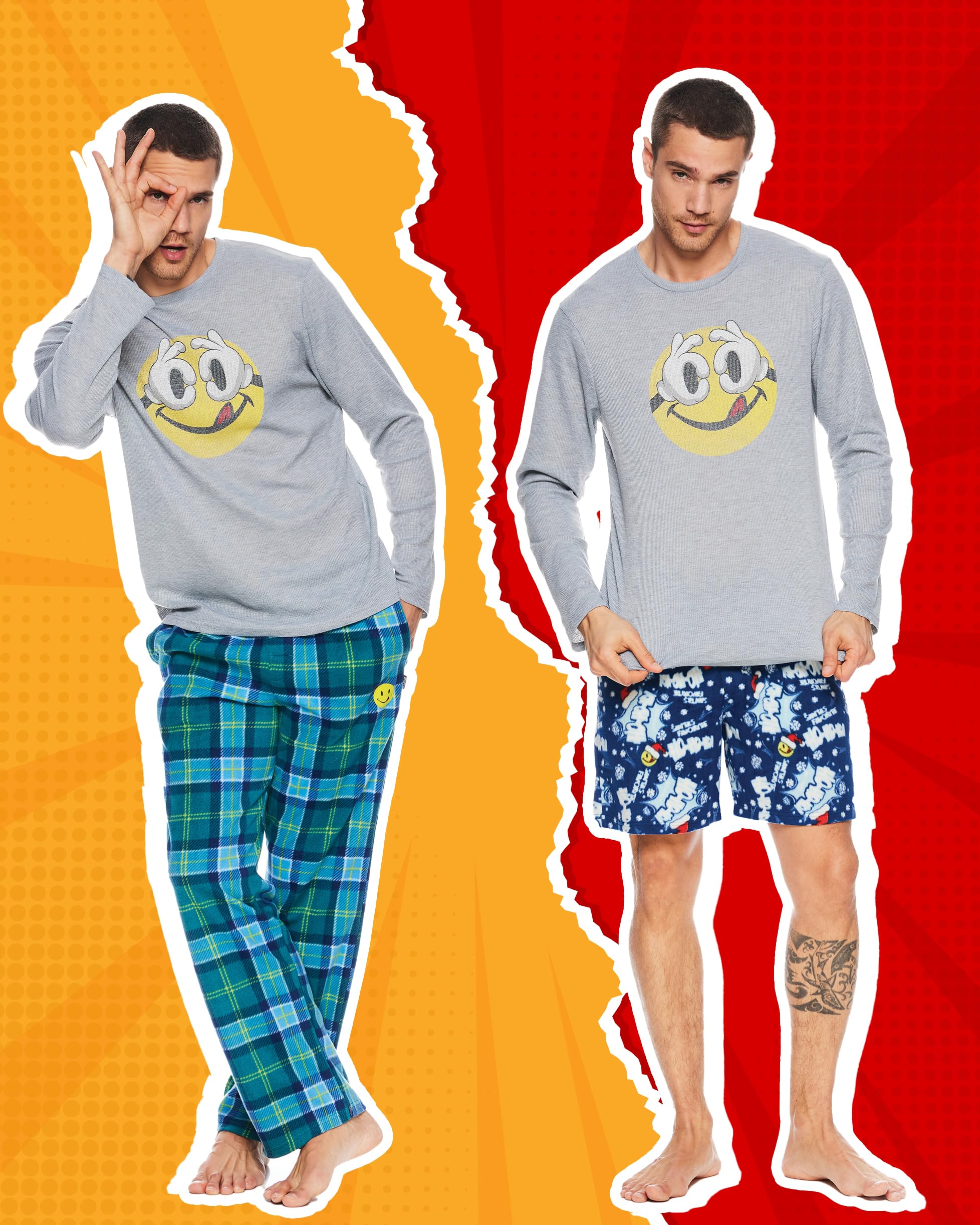 JOE BOXER Men\'s Moisture-Wicking 3-Pack Sleepwear Set: Pajama Pants, Elastic Banded Sleep Shorts, Long-Sleeve Crew Tee (Estate Blue, Large)