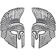 Spartan Gladiator Helmet Metal Car Emblem Badge - 3D Design with Strong 3M Adhesive - Durable Zinc Alloy Automotive Decoration for Exterior Styling (Symmetrical Antique Silver)
