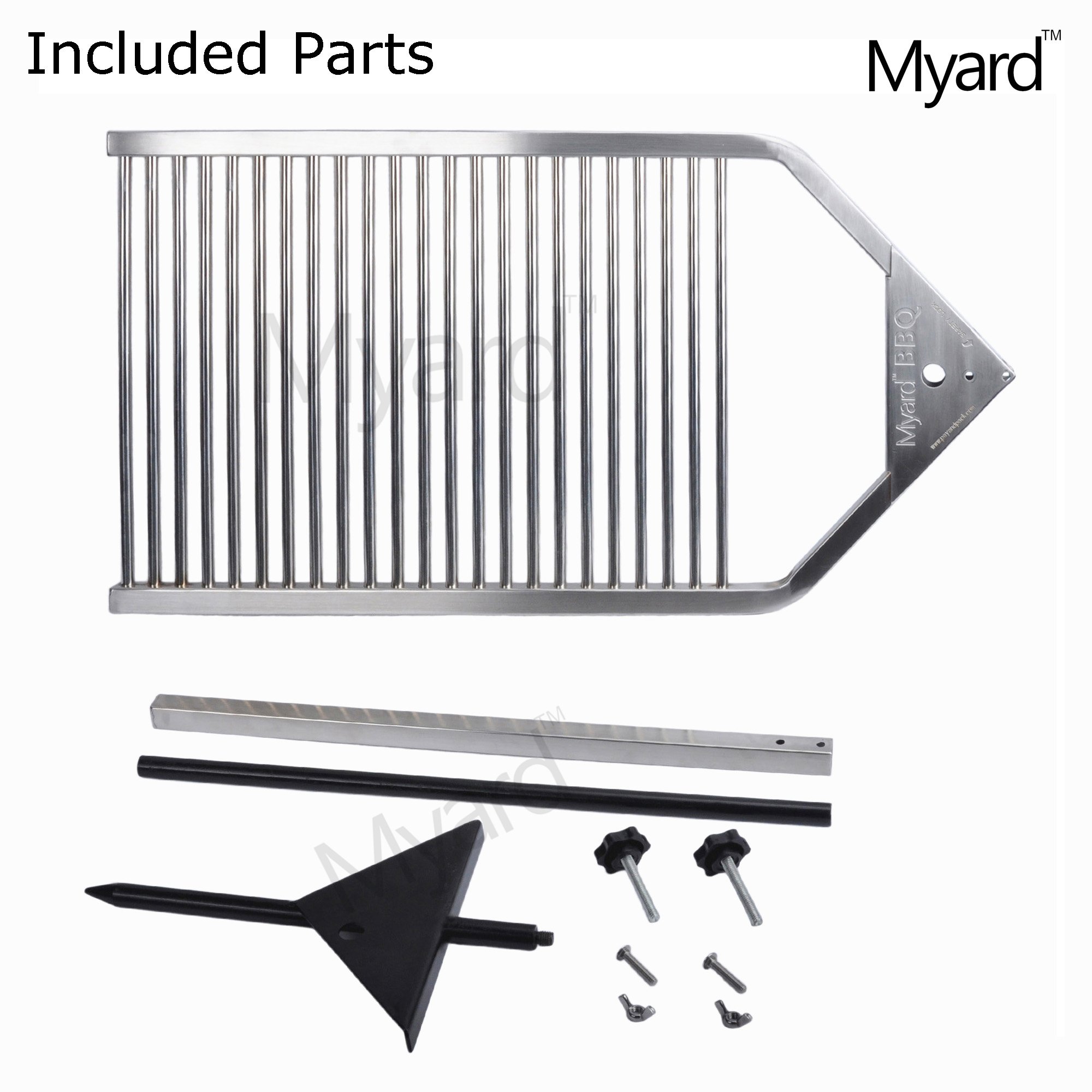 Myard Stainless Steel 304 Portable Open Fire Pit Campfire BBQ Swivel
