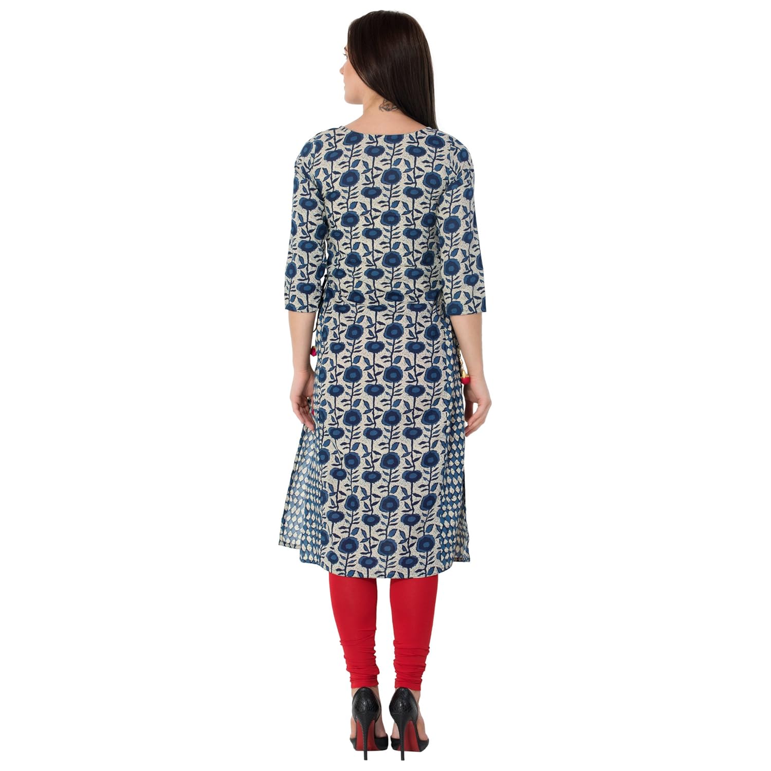 gulmohar jaipur women's cotton straight kurti (blue)