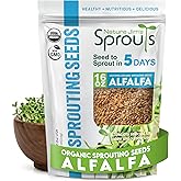 Nature Jim's Sprouts - Organic Alfalfa Sprouting Seeds &ndash; Non-GMO - 16 oz | Premium Microgreen Seeds - Fast-Growing Plants - Ideal Sprouting Seeds for Fresh &amp; Nutritious Indoor/Outdoor Home Gardening
