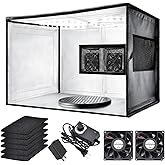 Airbrush Spray Booth with Dual Exhaust Fans,Portable Airbrush Paint Booth for Airbrushing,2 Round Led Lights with 360° Covera