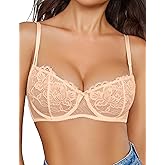 Avidlove Women's Sexy Lace Bra Sheer Balconette Underwire Unlined Everyday Bras Lingerie