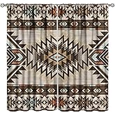 Aztec Curtains, Native American Indian Ornament Pattern Ethnic Geometric Print Window Drapes for Bedroom Living Room, 42" W X 45" L (No Blackout)