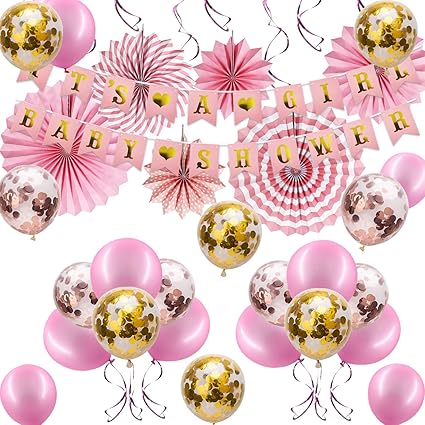 Hyselene Bienvenue Bebe Decoration Naissance Fille Decorations De Fete Prenatale Decoration De Papier De Fete Banniere Ruban Rose Confettis Pliage Ventilateur Ballon Bebe Bienvenue Fete Decoration Amazon Fr Cuisine Maison