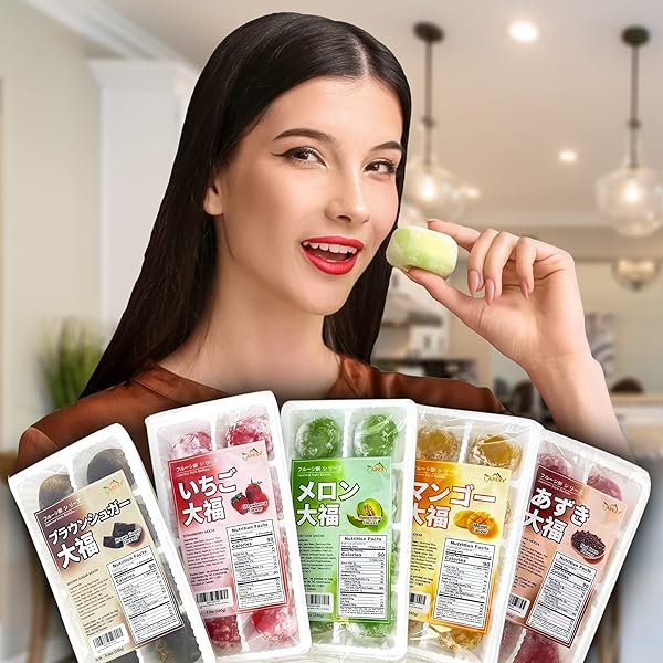 APEXY JAPANESE STYLE MOCHI DAIFUKU TRADITIONAL JAPANESE RICE CAKES, 8.5 OZ (8 PCS) (STRAWBERRY)