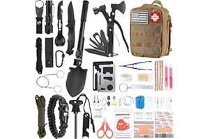 LUXMOM Survival Kit and First Aid Kit, 142Pcs Professional Survival Gear and Equipment with Molle Pouch, for Men Dad Husband Who Likes Camping Outdoor Adventure…