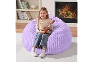 Homguava Bean Bag Chair Adult,Bean Bag Chairs with Filling,Comfy Bean Bag Round Large Beanbag with Dutch Corded Plush Cover,2