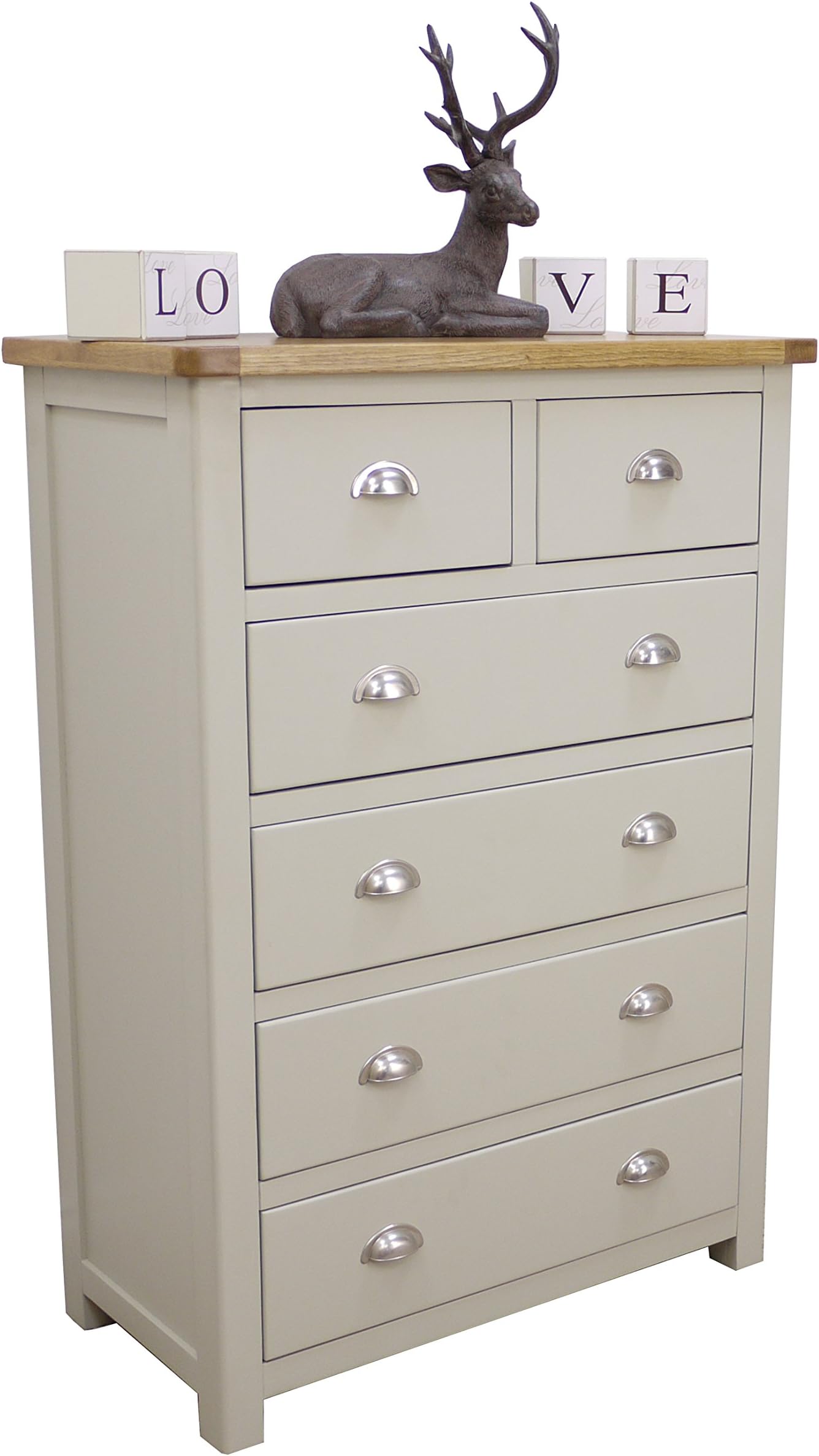 Aspen Painted Oak Sage/Grey Chest of Drawers / 2 Over 4 Drawer Storage Chest/Bedroom Furniture …