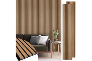 LARWORKS Acoustic Wood Slat Panels 2 Pack 106" x 12.6", Soundproof Wooden Wall Panels, 3D Fluted Panel for Interior Wall Decor, Living Room, Bedroom - Teak (Cover Approx. 19 sq.ft)