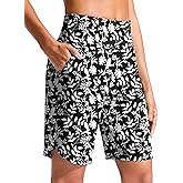 G Gradual Women's 9" Long Swim Board Shorts High Waisted Quick Dry Beach Swimming Shorts for Women with Pockets Liner