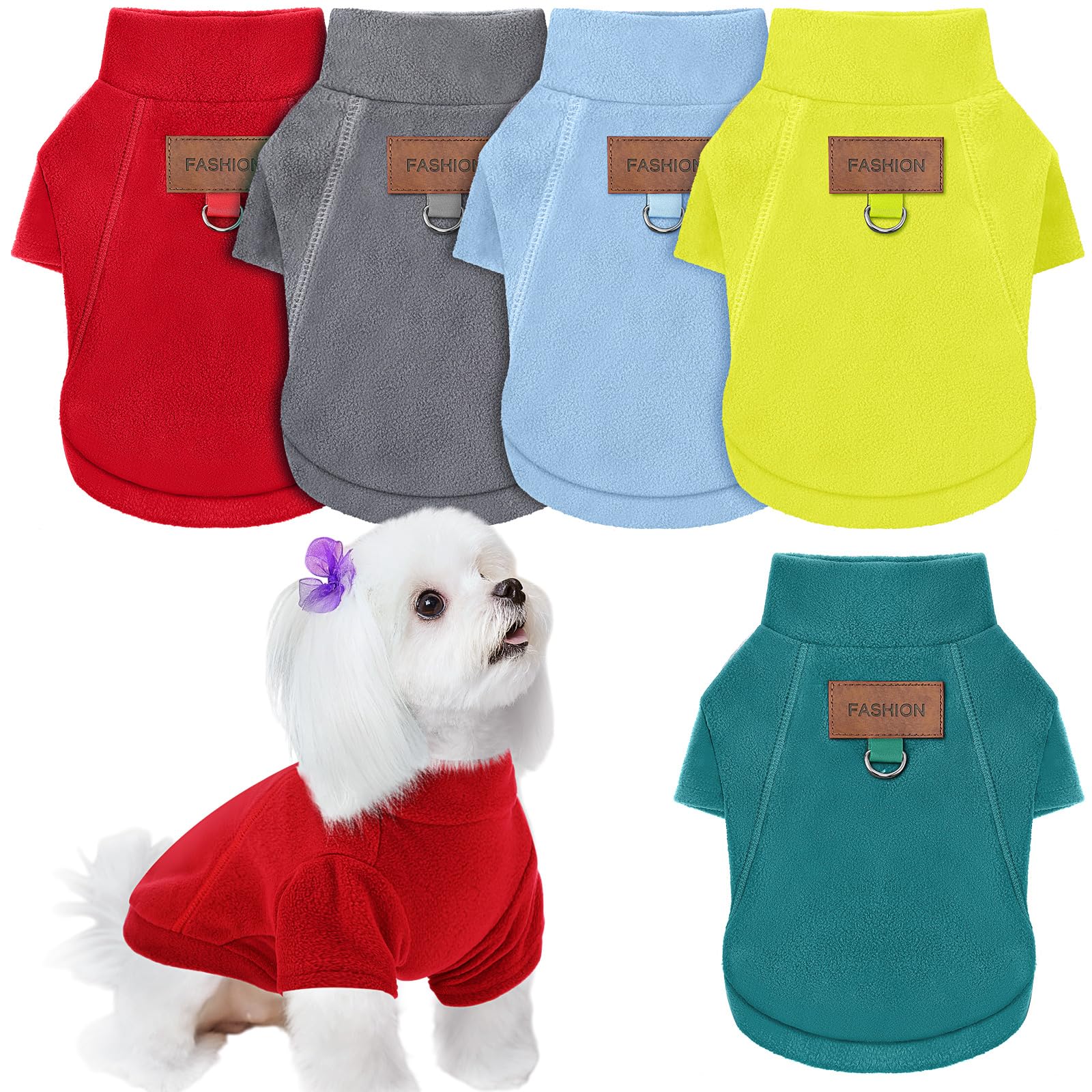 Photo 1 of Sunnymove 5 Pcs Fleece Dogs Sweaters for Small Medium Large Puppy Cat Pet Winter Soft Warm Pullover Jumper Turtleneck Sweatshirt Clothes Apparel Outfit (M)