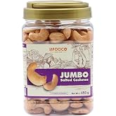 LAFOOCO JUMBO Salted Cashews 15.87 oz, Dry Roasted Extra Large Nuts Jar | Giant size crispy roasted cashew kernels with sea salt. Halal &amp; BRCGS certified premium Vietnamese nuts. Gift jar.