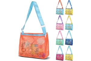 VOROLO Mesh Beach Bag for Holding Toys,Sand Towels Tote for Kids Seashell Collecting,Swimming Accessories for Boys and Girls