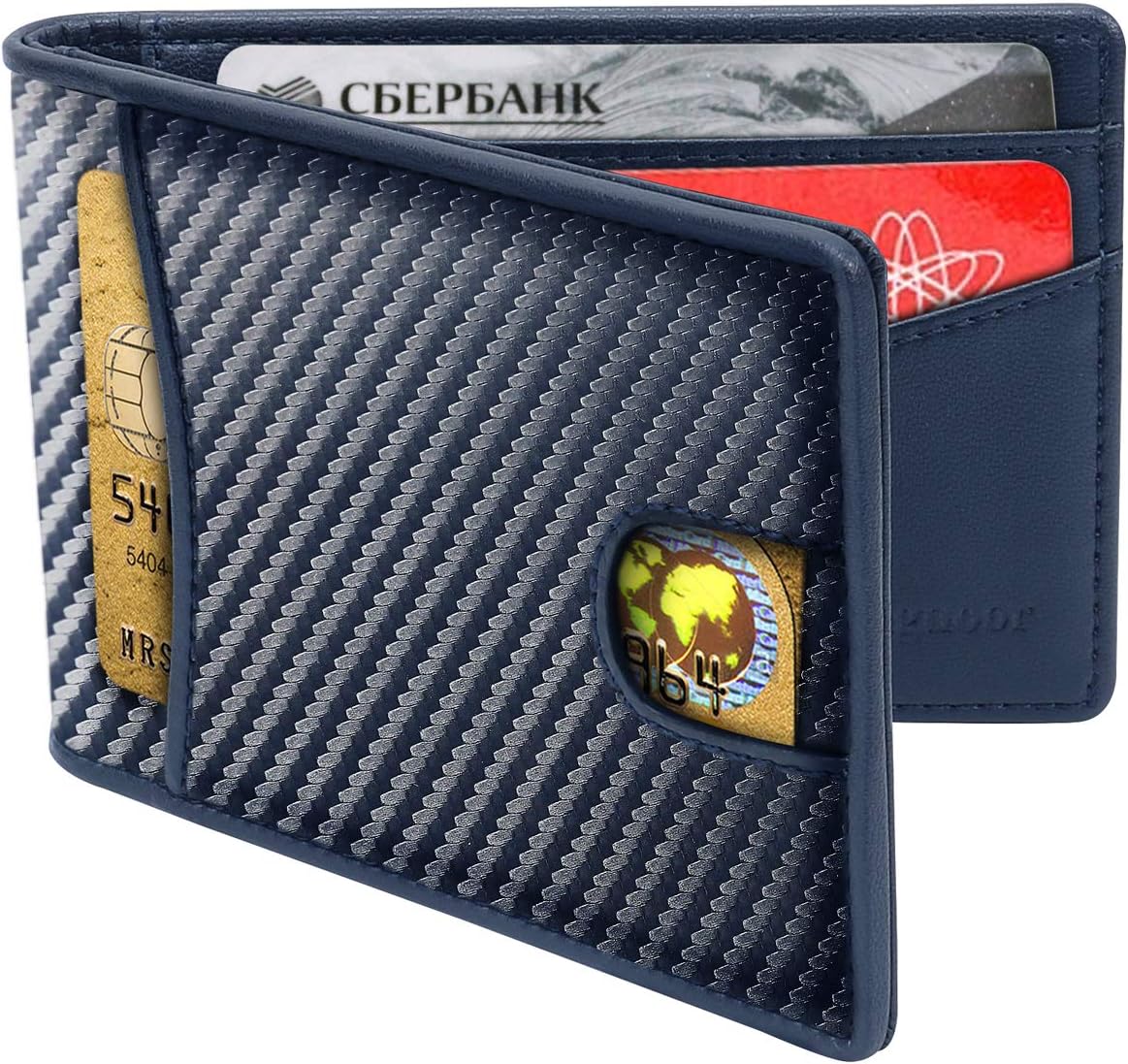 Men Wallet - JIGUOOR Minimalist Slim Bifold Leather Wallets with RFID Blocking Card Holder Front Pocket Money Clip for Men/Women (Black Gift Package)
