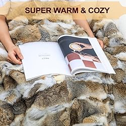 Real Rabbit Fur Throw Blanket Rug Luxury Patchwork