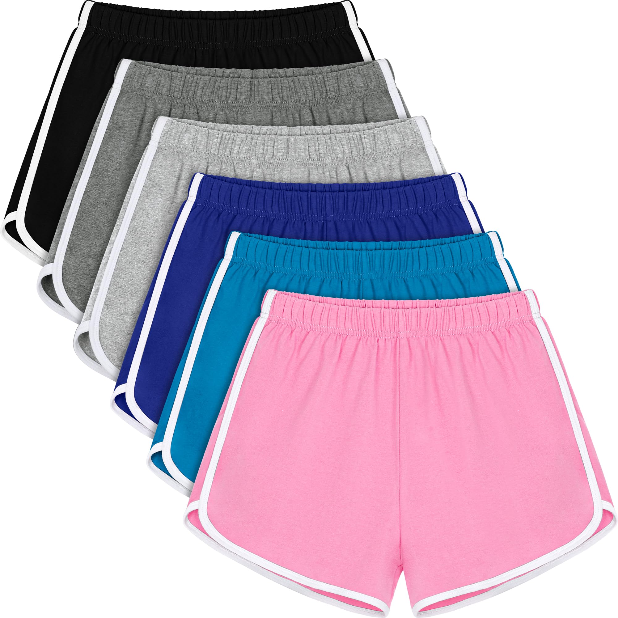 Photo 1 of **MISSING THE TEAL SHORTS**URATOT 6 Packs Women's Dance Shorts Cotton Sports Short Yoga Shorts Breathable Dolphin Summer Athletic Shorts for Women SIZE LARGE