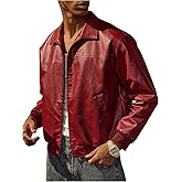 BEAUDRM Men's Vintange PU Leather Jackets Retro Zip Up Collared Motorcycle Outwear Streetwear Fight Club Leather Jacket