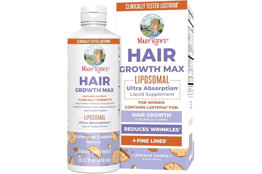 MaryRuth Organics Women’s Hair Growth MAX Liposomal | with Lustriva® + Biotin 10000mcg + Pumpkin Seed Oil | Thicker Hair | Hair Care | Wrinkles, Fine Lines, Skin Care | Ages 18+ | 15.22 Fl Oz