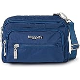 Baggallini Triple Zip Small Crossbody Bag for Women - 8x6 Lightweight Convertible Fanny Pack Belt Bag