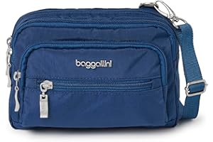 Baggallini Triple Zip Small Crossbody Bag for Women - 8x6 Lightweight Convertible Fanny Pack Belt Bag