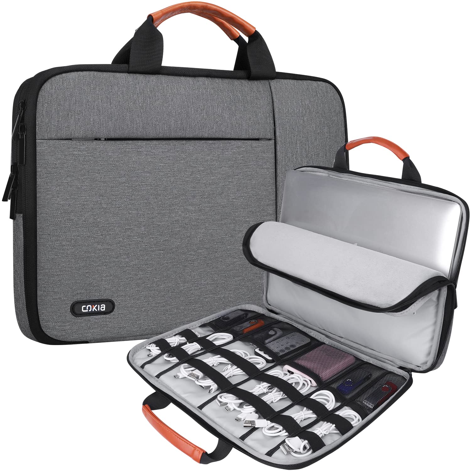 Gocokia 13-13.3 Laptop Carry Bag Multifunctional Electronic Accessories Organizer Laptop Sleeve Case Business Briefcase Waterproof For Macbooks, Notebooks, Ultrabooks, Netbooks