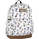 INTIMO Peanuts Snoopy Charlie Brown Sally Linus Cute School Travel Backpack With Faux Leather Bottom 16"