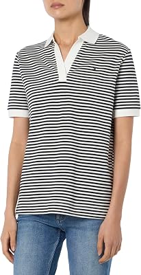 Femme Polo Manches Courtes Regular, Multicolore (Mini Stp Desert Sky/ White), S