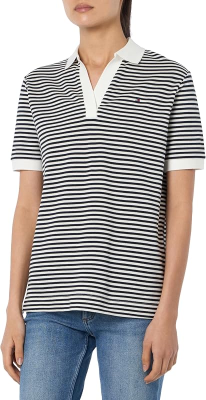 Femme Polo Manches Courtes Regular, Multicolore (Mini Stp Desert Sky/ White), S — photo 1 sur 4