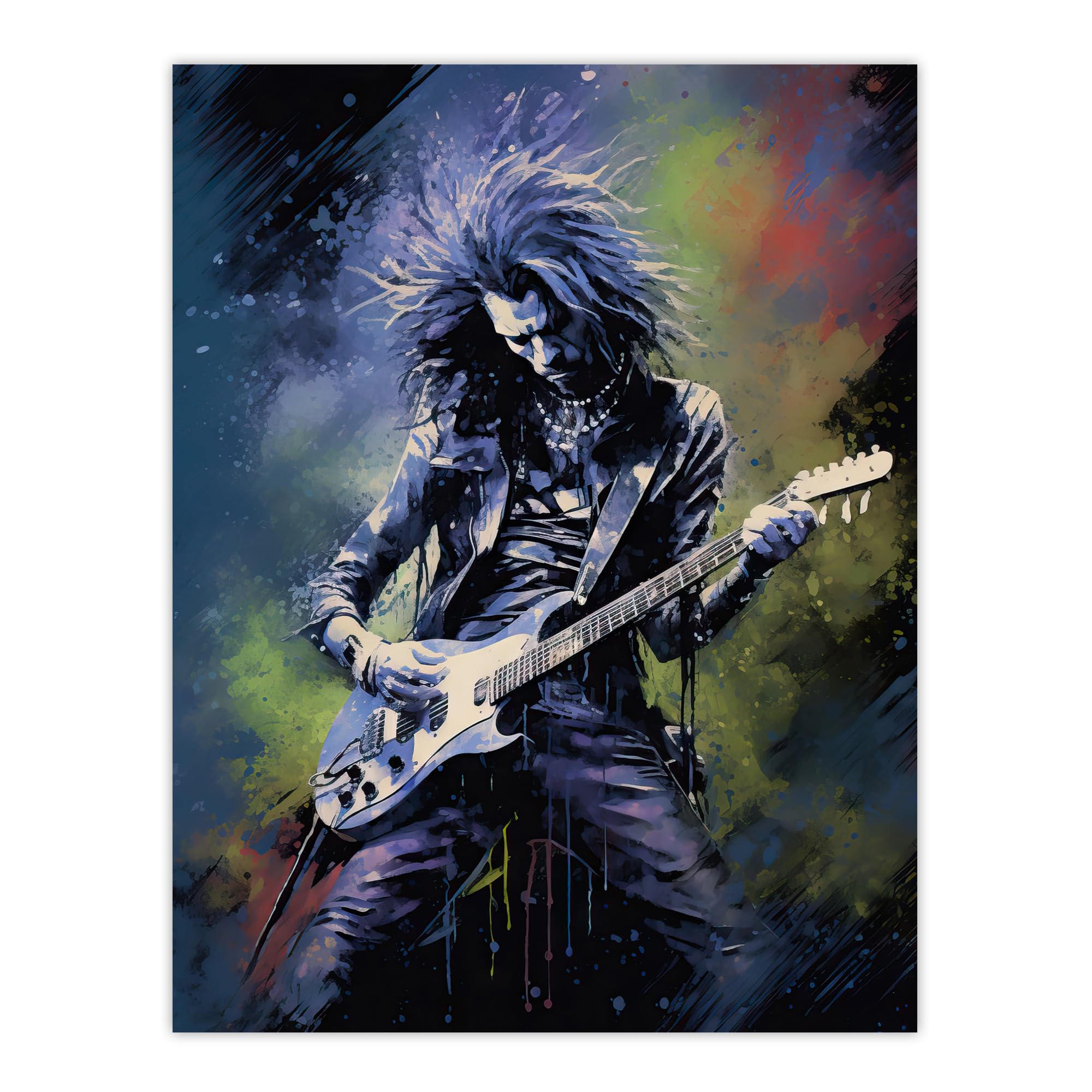 Artery8 Gothic Metal Guitar Virtuoso Colourful Artwork Musician Playing Music Solo Extra Large XL Wall Art Poster Print