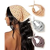 AWAYTR 3Pcs Hair Bandanas Head Kerchief for Women Girls Tie-Back Boho Hair Scarf Headband Bandana Triangle Head Scarf