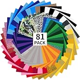 FUNKAKA Heat Transfer Vinyl 81 Pack Iron on Vinyl 12" x 10" for T-Shirt | 40 Assorted Colors HTV Vinyl Bundle with 1 Teflon Sheet for All Cutter Machine, Easy to Cut &amp; Weed for Heat Vinyl Design