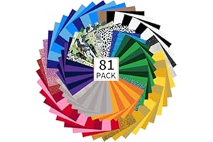 FUNKAKA HTV Heat Transfer Vinyl Bundle, 81 Pack 12" x 10" Sheets HTV Vinyl for T-Shirt, 37 Assorted Colors Iron On Vinyl for All Cutter Machine Easy to Cut & Weed for Heat Vinyl Design