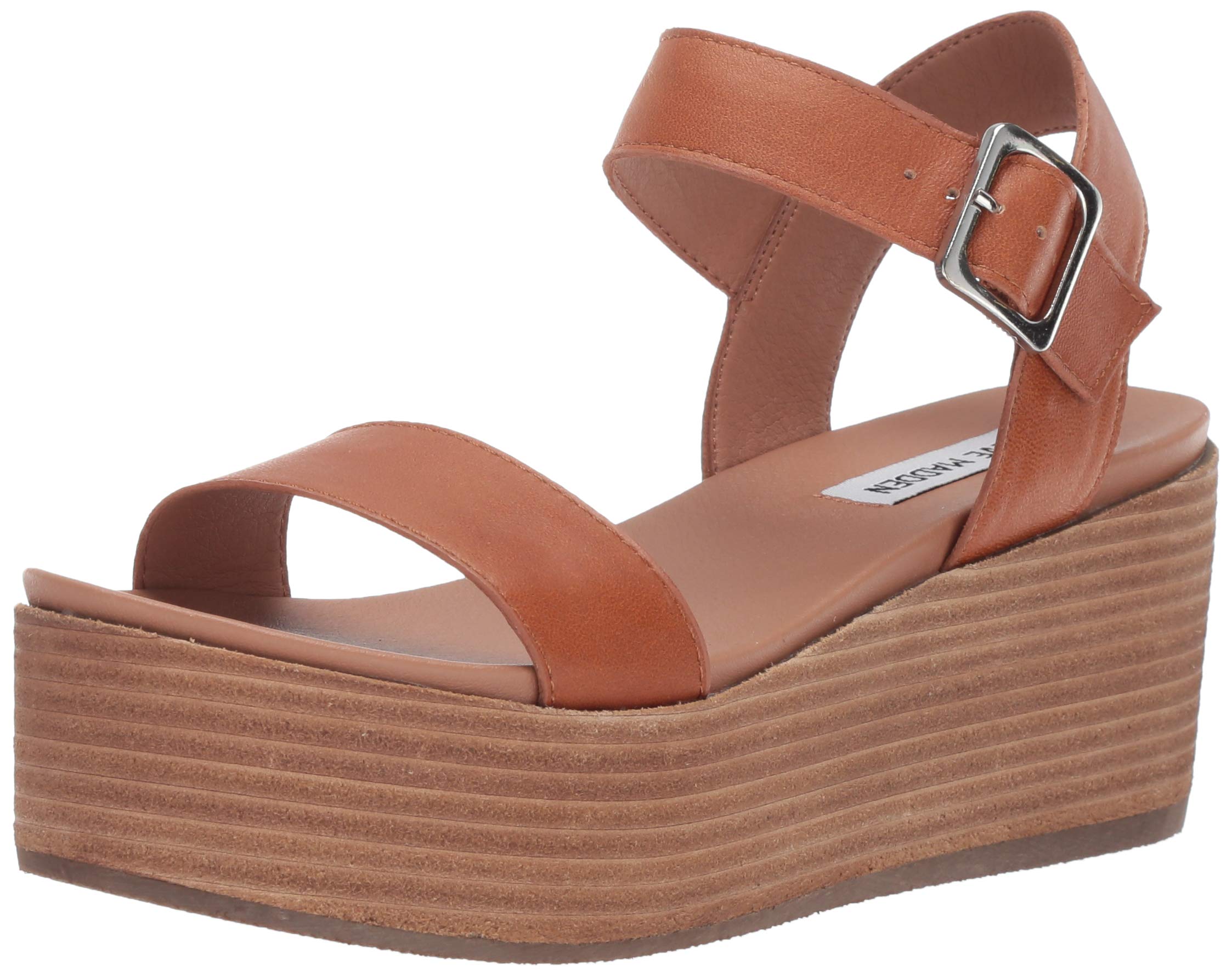 Steve Madden Women's Heiress Wedge Sandal, Cognac