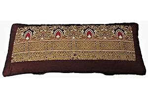 BOON DECOR Meditation Bench Cushion Kneeling Seiza - One of a Kind Indochine Brown Scroll