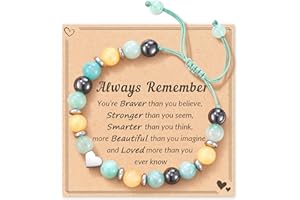 HGDEER Natural Stone Bracelets, Trendy Birthday Teen Girl Gift Ideas with Quote Card