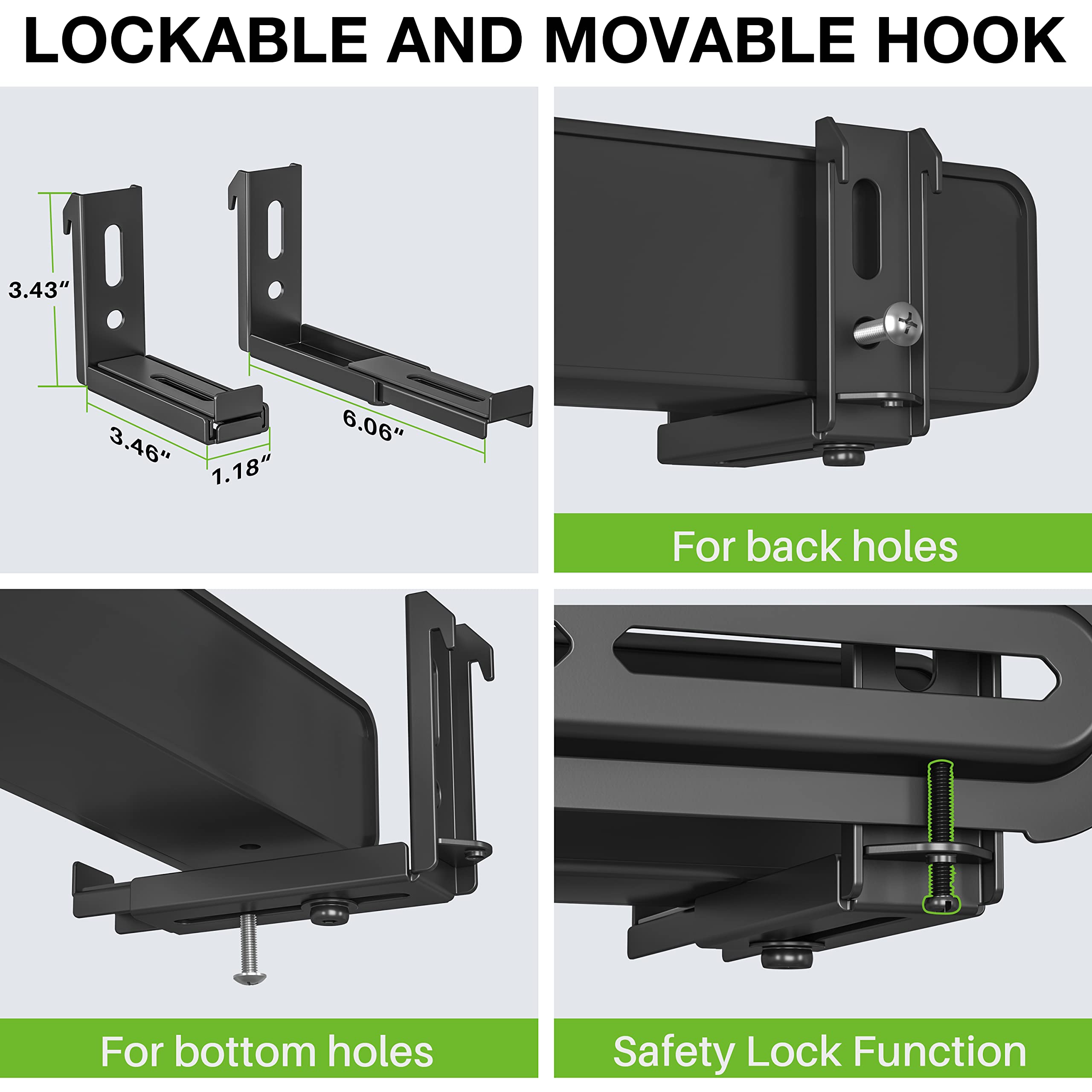 USX MOUNT Universal Soundbar Mount, Sound Bar TV Bracket for Soundbar with Speaker, Fits 2 Installation Options, Removable No-Slip Base Holder Extends 3.46”-6.06”